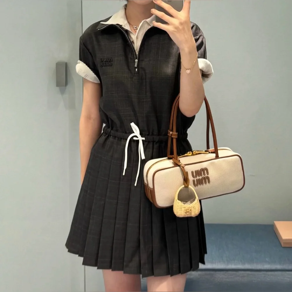 Miu Miu Prince of Wales pleated short dress It36 - Picture 6 of 7